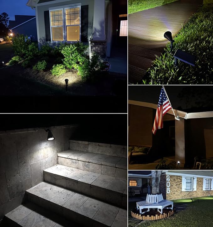 MEIHONG Solar Spot Light Outdoor, Waterproof LED Landscape Lights Dusk to Dawn, 2-in-1 Solar Spotlight Solar Powered Accent Lights for Garden Porch Walkway Patio (4 Pack) MEIHONG