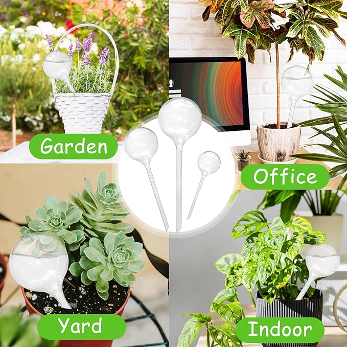 20 PCS Clear Plant Watering Globes,Plastic Watering Bulbs,Self Watering Planter,Flower Automatic Watering Device for Plants Indoor,Outdoor,Flowerpot,Home Garden(Large,Medium,Small) Jgalnim