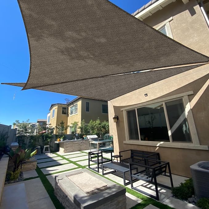 SUNLAX Sun Shade Sail 10' x 11' x 14.9' Brown Rectangle Canopy Sail Shade Cover UV Block Permeable Sunshade Outdoor for Patio Backyard Deck Pergola (We Make Custom Size) SUNLAX