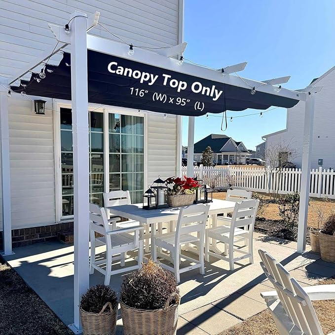 Pergola Shade Cover Replacement Canopy Top Compatible with 10 X 10 ft 6-Bar Pergola Frames - Navy Blue (Canopy Size 116" W x 95" L, Canopy Top Only) Rootora