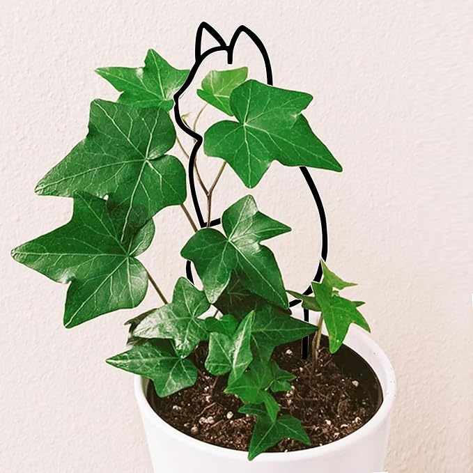 Cat-Shaped Small Trellis for Potted Plants, 13 inches Hoya Trellis 2 Pack, Metal Plant Trellis for Climbing Plants Indoor, Houseplants Trellis Indoor (Black) Rootora