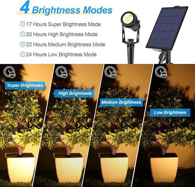 Solar Spot Lights Outdoor, 4-in-1 Landscape Lights with Remote Control, Auto On/Off Solar Uplights for Yard Garden Tree Decoration (Warm White) GreenClick