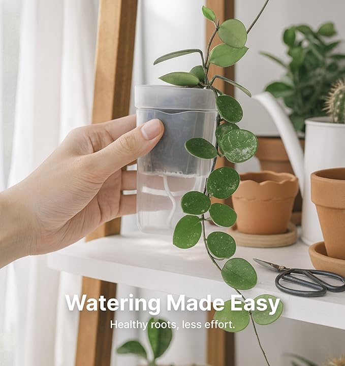 12 Pack 2.5" Small Self Watering Pots for Indoor Plants, Mini Clear Plastic Planters, Semi-Hydro, Propagation, Cuttings, Seedlings, Hoya, African Violets, Alocasia, LECA, PON,12 Plant Label Vandorelle