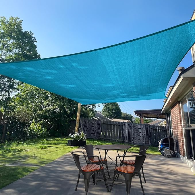 SUNLAX Sun Shade Sail 10' x 23' Turquoise Blue Rectangle Canopy Sail Shade Cover UV Block Permeable Sunshade Outdoor for Patio Backyard Deck Pergola (We Make Custom Size) SUNLAX