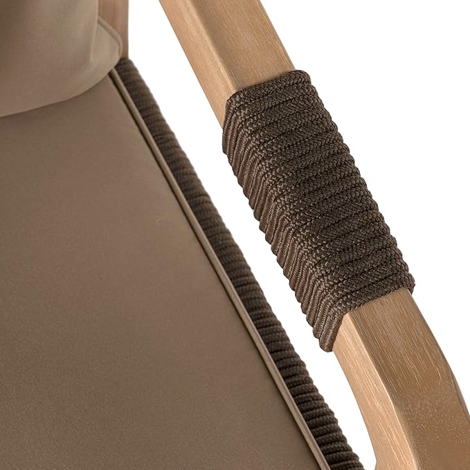 JONATHAN Y BSL1200C-SET2 Porto Modern Coastal Tub Roped Acacia Wood Outdoor Bar Stool with Cushions and Armrests, for Patio, Lawn, Backyard, Deck, Brown/Light Teak (Set of 2) JONATHANY