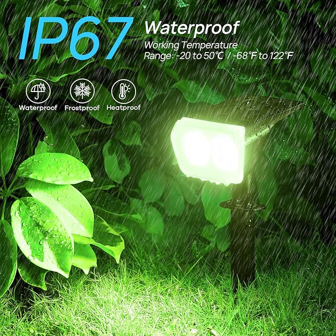 Consciot Solar Spot Lights Outdoor, 30 LED Waterproof Color Changing Solar Spotlight, 2 in 1 Adjustable Wall Lights, 10 Colors, Dusk-to-Dawn Solar Landscape Spotlights for Garden Yard Walkway, 4 Pack Consciot