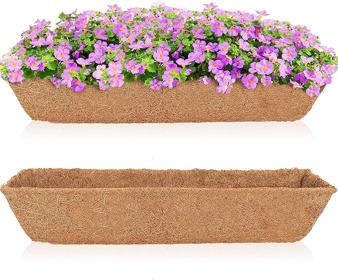 HFHOME 2Pcs 30" Trough Coco Fiber Replacement Liner, Natural 30 inches Window Deck Coco Replacement Liner for Window Box HFHOME