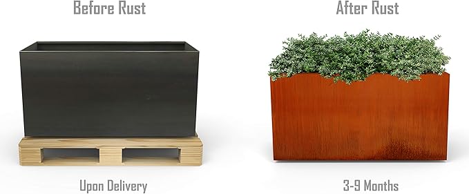 Plantercraft Large Rectangular Planters for Outdoor Plants – 48x18x42 Extra Large Corten Steel Planter for Privacy Screen | Heavy Duty Metal Planter Box for Patio, Deck & Commercial Spaces Plantercraft