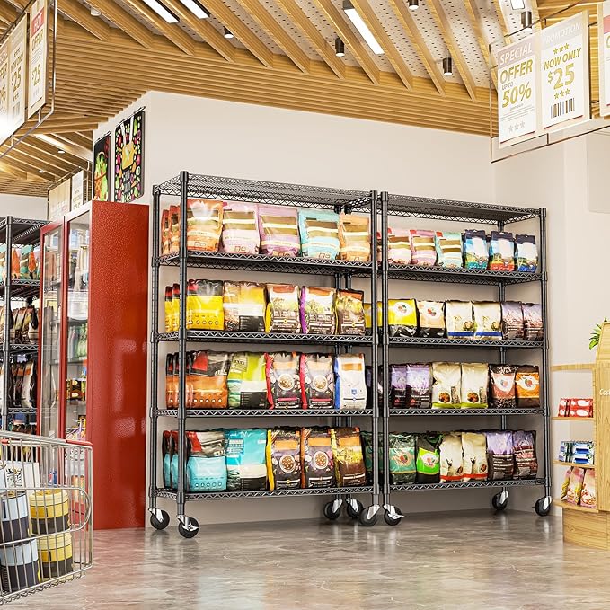 IZEUK Heavy Duty Garage Shelving, 5 Tier Wide Metal Storage Shelf Rack, Adjustable Utility Organizer for Basement, Garage, Black, 23.6" D x 53.1" W x 73.6" H IZEUK