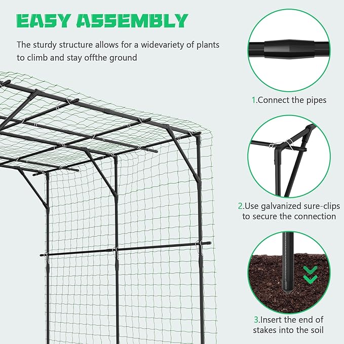 DoCred Tall Garden Arch Trellis for Climbing Plants, 79 Inch Tall Metal Plant Support Trellis Archway for Climbing Vine Vegetable/Fruit/Flower Outdoor Yard Lawn Garden Arch Tunnel Trellis DoCred