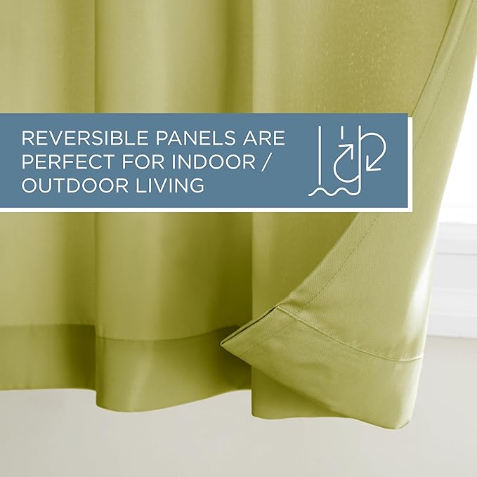 TOWN & COUNTRY BASICS Cabana Solid Heavyweight Indoor Outdoor Curtains, Light Filtering Opacity with Grommet Top, Water Repellent, 2-Pack Set, 54"x84", Kiwi Green TOWN+%26+COUNTRY+BASICS