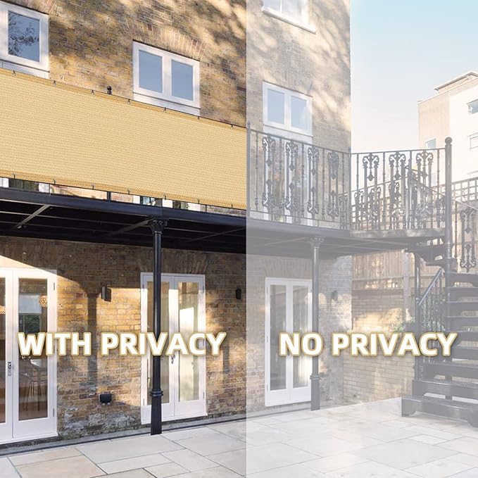 LOVE STORY Balcony Privacy Screen, 3'x10' Sand Deck Shield Screen Fence Cover (HDPE),UV Protection and Weather-Resistant,3 FT Height for Deck, Patio, Backyard, Outdoor Pool, Porch, Railing, LOVESTORY