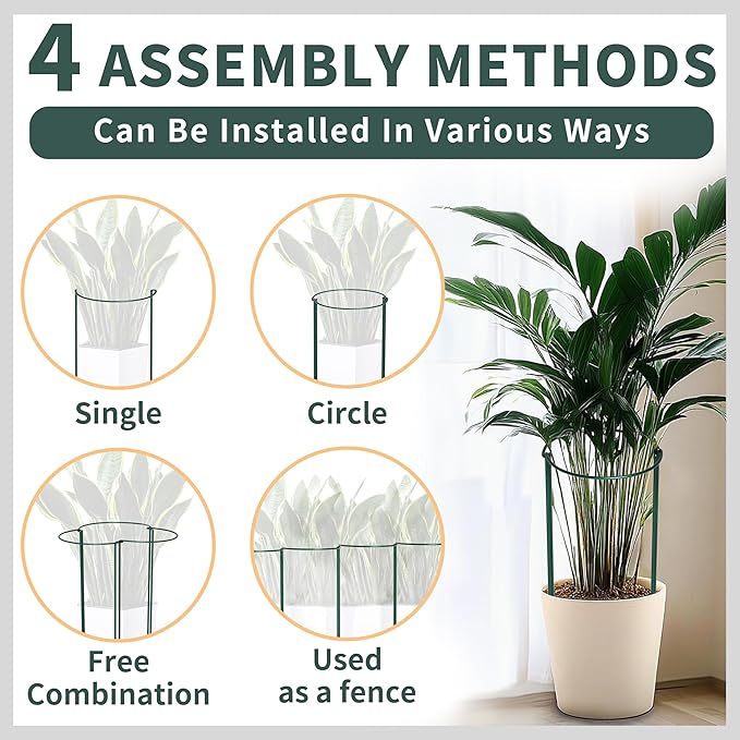 TCBWFY Plant Support Stakes for Large Heavy Plants,10PCS Peony Supports 14"x32" Heavy Duty 5mm Wire Peony Cages,Interlock Garden Supports Ring Border Support,Plant Support Cage for Rose Flowers TCBWFY