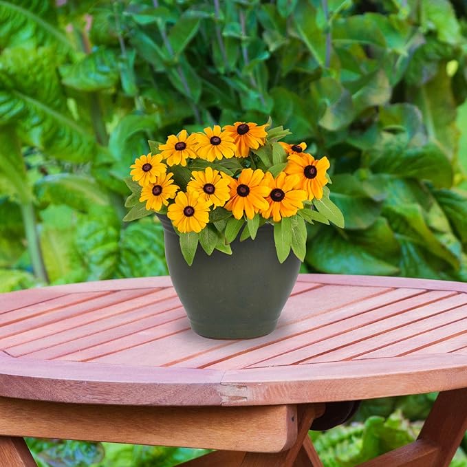 Sunnydaze Round Ceramic Planter - Set of 2 Indoor or Outdoor Plant Pots with Drainage Hole - Studio - 9" - Gray Glaze SunnydazeDecor