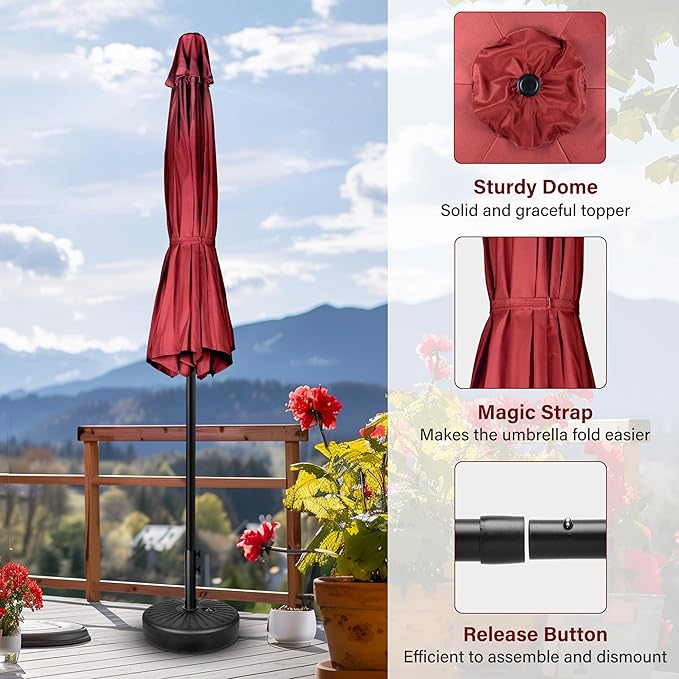 Simple Deluxe 9' Patio Umbrella Outdoor Table Market Yard Umbrella with Push Button Tilt/Crank SimpleDeluxe