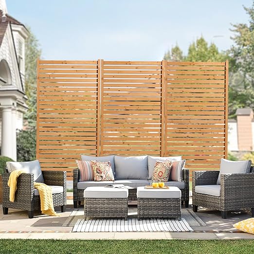 VEVOR Wooden Privacy Screen,36" W x 73" H Outdoor Privacy Screen, Freestanding Wood Privacy Panel with Stand,Outdoor Divider for Balcony Patio Lawn Garden VEVOR