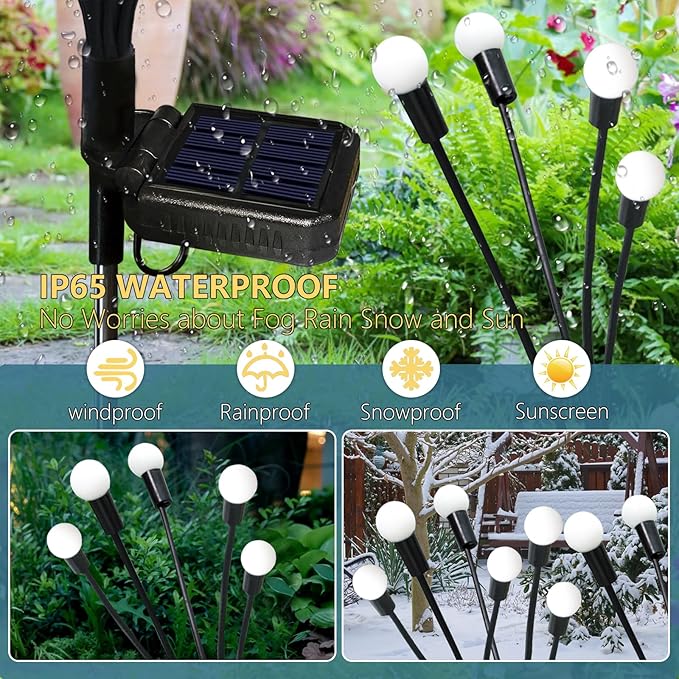 Solar Garden Lights Outdoor, 2 Pack 20 LED Solar Firefly Lights Waterproof, Sway by Wind, Swaying Light for Yard Patio Backyard Garden Planter Flower Bed Pathway Outdoor Decoration (Warm White) KohlrabiDecor