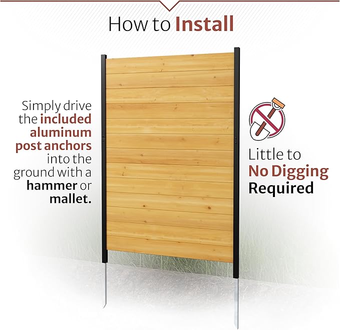 5ft H x 3.2ft W (1 Panel) No Dig Enclo Fairmont Cedar Wood Privacy Screen, Great to Hide Trash Cans, Decorative Patio Privacy Screen, Outdoor Privacy Fence Panel, Air Conditioner Fence, EC18043 Enclo
