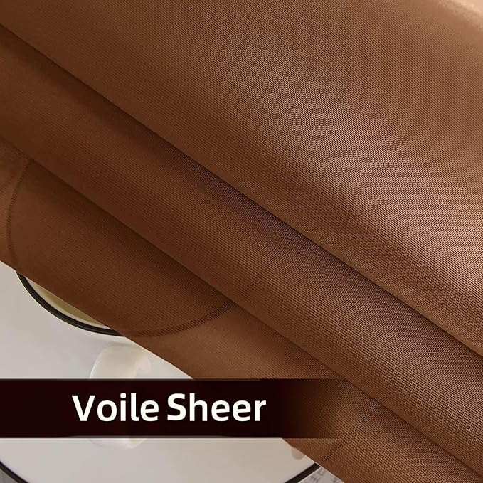 SpaceDresser Waterproof Outdoor Sheer Curtains for Patio - 2 Panels Rod Pocket Indoor Voile Sheer Curtain for Living Room,52W x 84L inch, Brown SpaceDresser