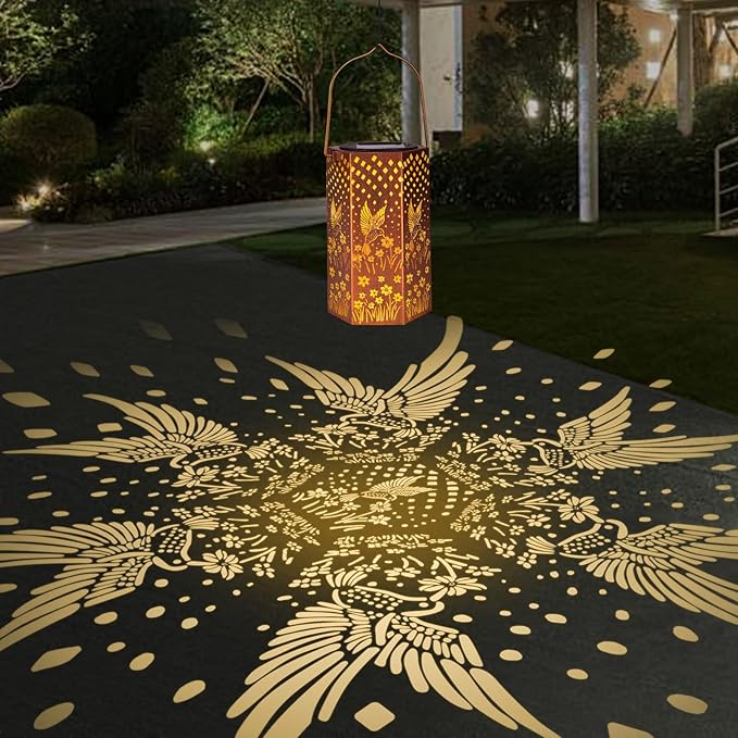 Mothers Day Gifts for Mom Grandma - Birthday Gifts for Women, 4 Pack Hummingbird Solar Lanterns Outdoor Waterproof Solar Lights Outdoor Hanging Garden Decor for Outside Eandisom