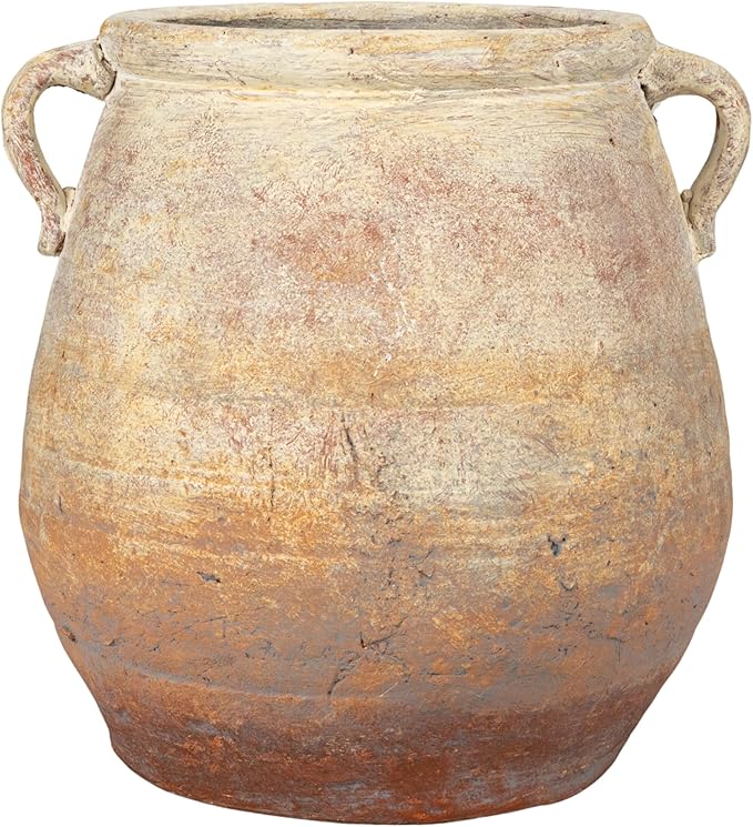 Creative Co-Op Whitewashed Terra-Cotta Urn, Beige CreativeCo-Op
