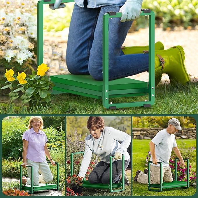 FLINTER 10.2" Wider Garden Kneeler and Seat, Heavy Duty Thick Gardening Bench for Kneeling and Seat - Garden Kneelers for Seniors, Gardening Stools for Women, Grandparents, Gardeners, Green FlinterOfficial