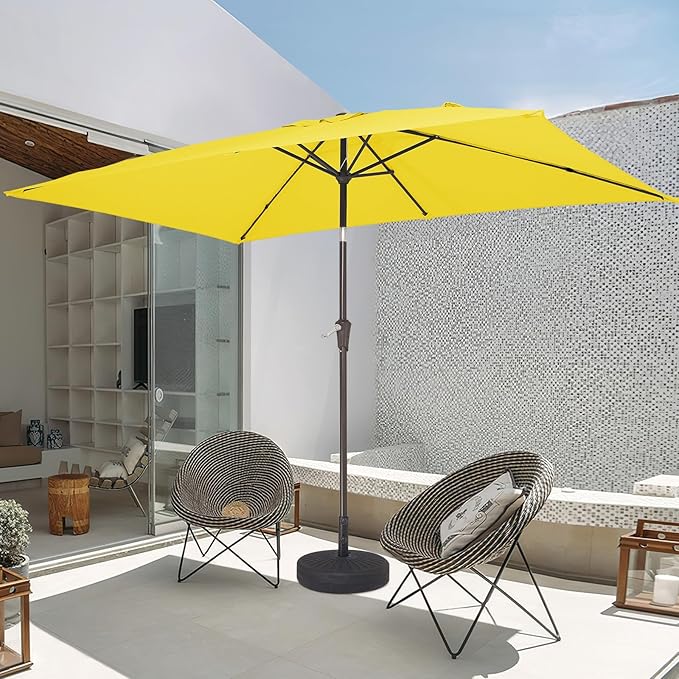 JEAREY 6.5x10 ft Rectangular Patio Umbrellas Outdoor Market Umbrella with Push Button Tilt and Crank, Rectangle Table Umbrella 6 Sturdy Ribs UV Protection for Pool Garden Backyard Deck, Yellow JEAREYOutdoorsCollection