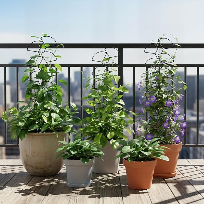 Plant Trellis for Climbing Plants Indoor Outdoor, Trlzey 3 Pack Stackable Metal Trellis - Small Garden Trellis for Potted Plants, Vine Support for Ivy, Flowers, DIY Home Deco Trlzey