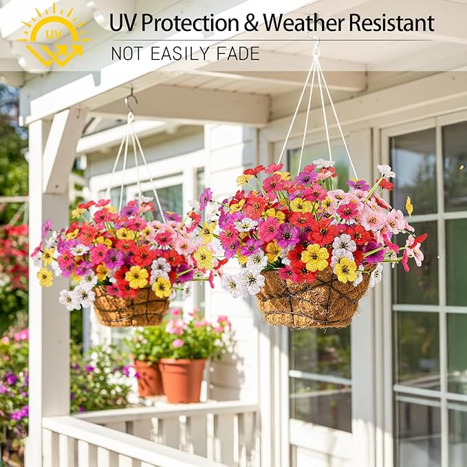 MACTING Artificial Spring Flowers for Outdoors 6 Bundles Fake Flowers UV Resistant Faux Plastic Plants No Fade for Planters Window Box Patio Porch Garden Yard Indoor Outside Decorations(Mix Color-1) MACTING