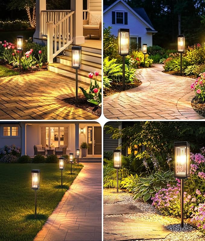 Solar Pathway Lights Outdoor, 8 Pack Upgraded Solar Lights Outdoor Waterproof, Bright Up to 15 Hrs Auto On/Off Garden Light for Yard Patio Lawn Path Walkway Driveway Outside Decor ELECLINK