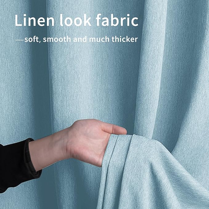 Easy-Going Linen Look Outdoor Curtains Waterproof Windproof Porch Curtains, Soft Thicken Outdoor Privacy Curtains for Patio, Gazebo, Grommet Top and Tab Bottom Drape, 1 Panel, 110x120 inch, Sky Blue Easy-Going