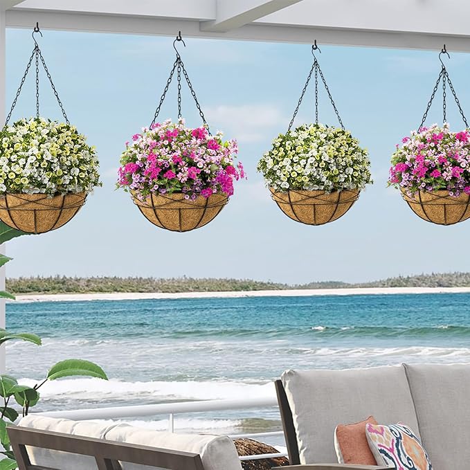18 Inch 4 Pack Natural Coconut Fiber Liner for Hanging planters Round Coco Replacement Liners for Flower Basket Planter Large Coco Coir Pots for Outdoor Garden Plants KarlliuHOMEGARDEN