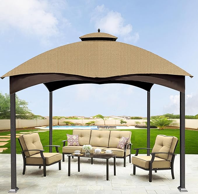 SCOCANOPY Beige Ripstop Replacement Top for Lowe's Allen Roth 10X12 Gazebo Model #GF-12S004B-1/ GF-12S004BTO SCOCANOPY