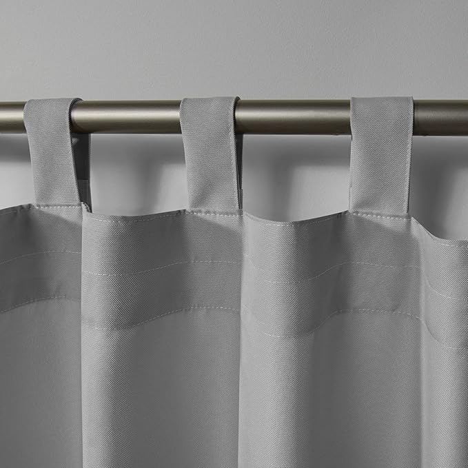 Exclusive Home Cabana Solid Indoor/Outdoor Light Filtering Hook-and-Loop Tab Top Curtain Panel Pair, 54"x84", Cloud Grey TownCountryLiving