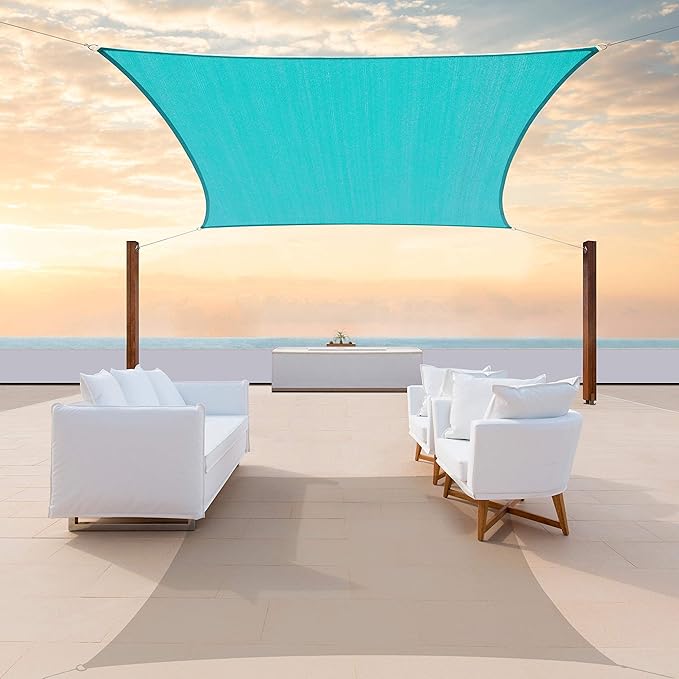 ColourTree TAPR1616 Custom Size 11' x 23' Turquoise Sun Shade Sail Canopy UV Block UPF50 Rectangle - Commercial Standard Heavy Duty - 190 GSM - 3 Years Warranty ColourTree