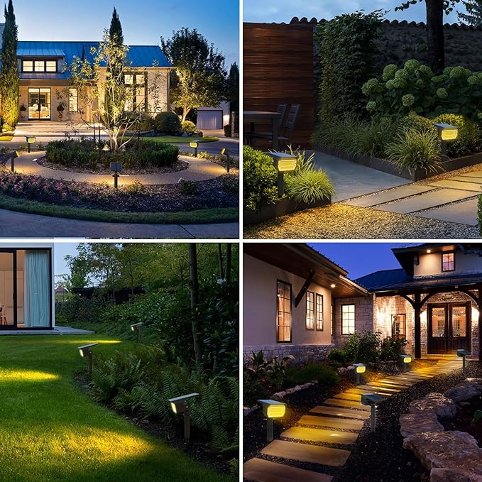 nipify 10 Pack Solar Spot Lights Outdoor Motion Sensor with 3 Modes,Solar Spotlights Outdoor Waterproof 2-in-1 Auto On/Off Landscape Lighting for Outside Yard Wall Garden Pathway, Warm White Nipify