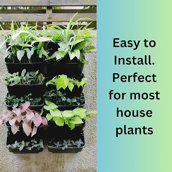 Maxona Black Color Vertical Garden Planter - 4 Pack, 13 inch Wall Mounted Planter for Patio Outdoor Decor, Home Plastic Pot Balcony Plant Vegetable Fruit Herb Hanging Pocket Holder Flowerpot Maxona
