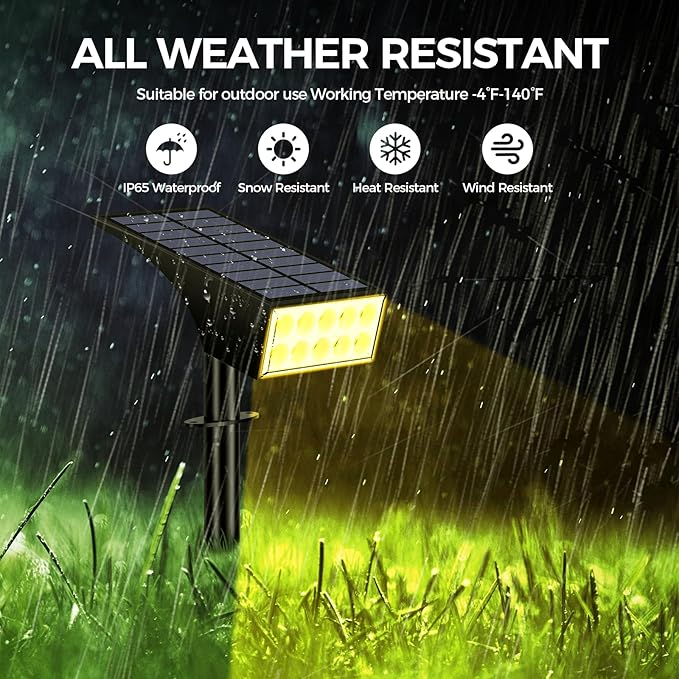 Solar Lights Outdoor Waterproof IP65, [12 Pack/4 Modes] Spot Solar Light for Outside, Dusk to Dawn LED Solar Powered Yard Garden Landscape Lighting Spotlights for Path Patio Walkway, Warm White WENATY