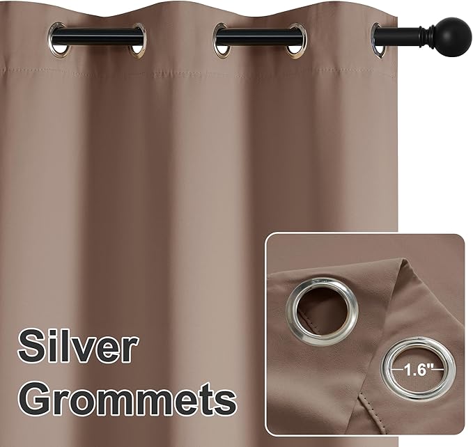 RYB HOME Extra Wide Outdoor Curtains for Patio Waterproof Heavy Duty Thermal Insulated in Summer Full Coverage Privacy for Gazebo, Cabana & Pergola, W100" x L90", Mocha, 1 Panel RYBHOME