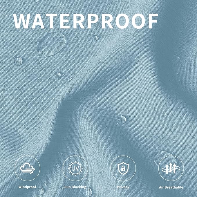 Easy-Going Linen Look Outdoor Curtains Waterproof Windproof Porch Curtains, Soft Thicken Outdoor Privacy Curtains for Patio, Gazebo, Grommet Top and Tab Bottom Drape, 1 Panel, 54x96 inch, Sky Blue Easy-Going