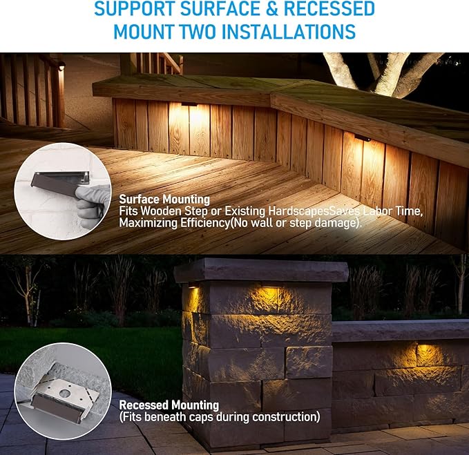 LEONLITE 4 Inch LED Hardscape Lighting, Update Retaining Wall Lights, LED Landscape Lighting, 12-24V AC/DC Paver Light Low Voltage, 1W/2W/3W Dimmable Outdoor Step Lights, 2700K Soft White, ETL, 4 Pack LEONLITE