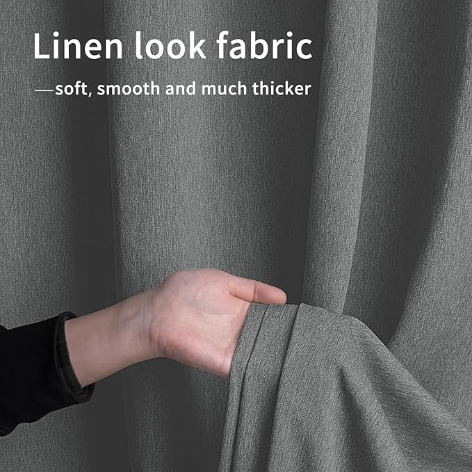 Easy-Going Linen Look Outdoor Curtains Waterproof Windproof Porch Curtains, Soft Thicken Outdoor Privacy Curtains for Patio, Gazebo, Grommet Top and Tab Bottom Drape, 1 Panel, 54x120 inch, Dark Grey Easy-Going