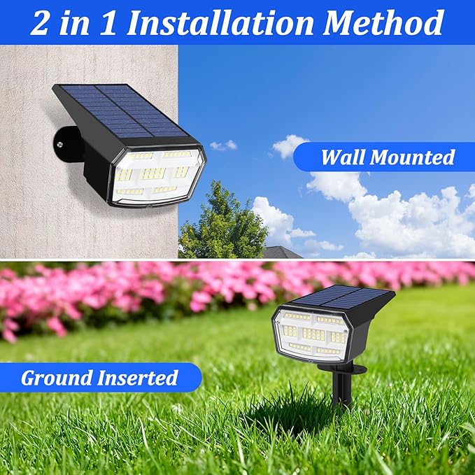 Sucolite 8-Pack Solar Spot Lights Outdoor Waterproof IP65, 3 Lighting Modes 2-in-1 Solar Landscape Spotlights for Yard, 59 LED Solar Powered Wall Lights for Garden Pathway Driveway Walkway, Cool White Sucolite