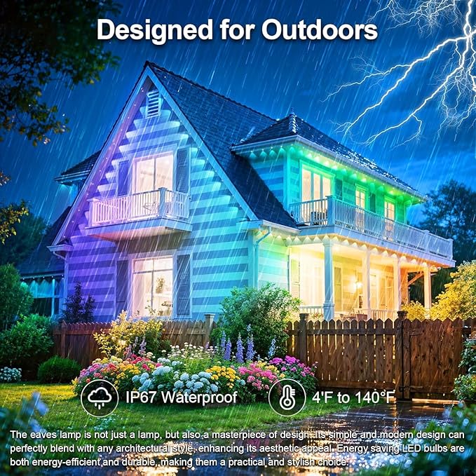 100FT Permanent Outdoor Lights for House Waterproof, IP67 LED Eave Lights with App/Remote Control, Outdoor Permanent led Lighting for House Roof Decor,Christmas,Party,All Holiday and Daily Rootora