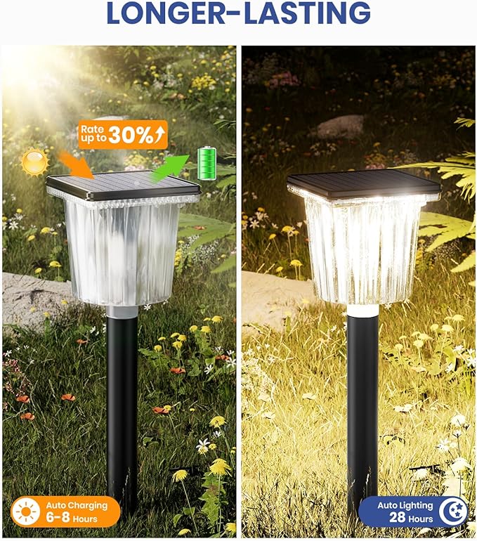 12-Pack Super Bright Solar Pathway Lights Outdoor Powered,Adjustable Warm&Cool White,Waterproof IP65 Solar Garden Decor Landscape Lighting Outside for Front Yard/Patio/Walkway/Driveway/Lawn/Path Light Professionalproductionofsolarlightsoutdoor%EF%BC%9A%EF%BC%89