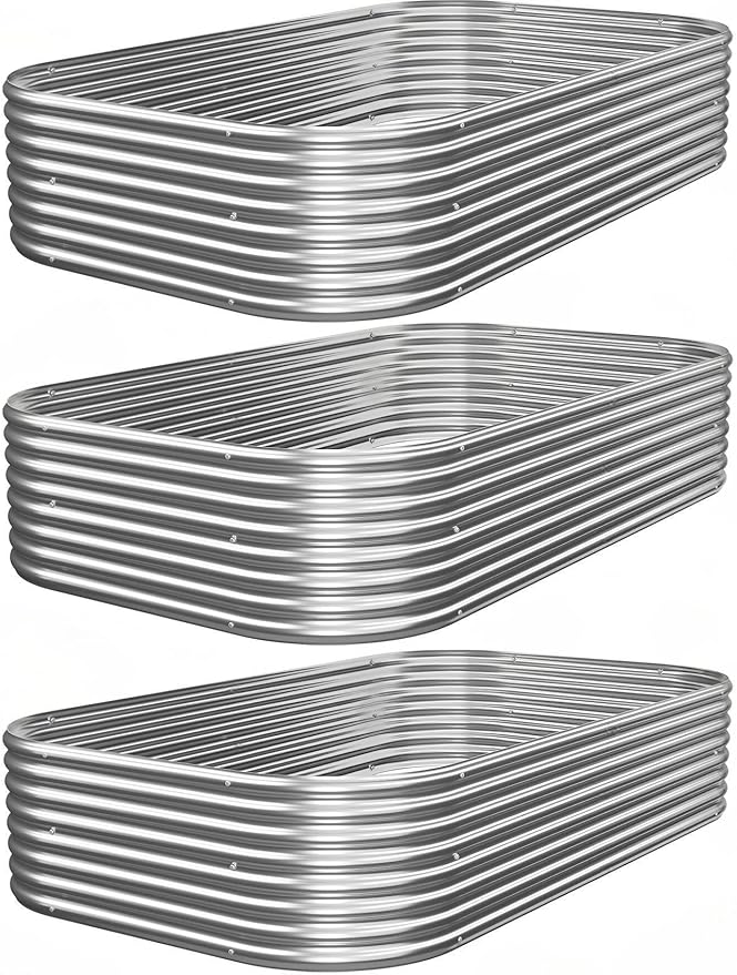 3 PCS 4x2ft Galvanized Raised Garden Bed Outdoor, Metal Garden Bed for Vegetables, Above Ground Garden Box for Flower, Steel Raised Beds for Gardening Mostmahes