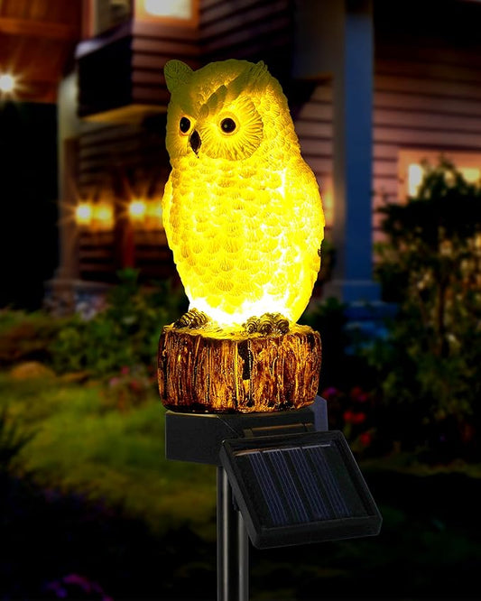 iStatue Owl Solar Decorative Garden Stake Lighting, Waterproof Cute Animal Outdoor Figurine Lights Ornament Statue Decor for Pathway, Patio, Lawn Housewarming (Owl) iStatue