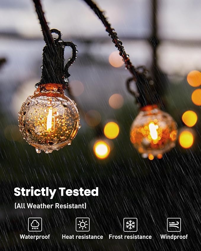 Brightown 209FT LED Outdoor String Lights - Patio Lights with 100 Shatterproof Clear Dimmable Edison Bulbs, Waterproof Connectable Hanging Light for Outside Backyard Porch Party Christmas Decoration Brightown