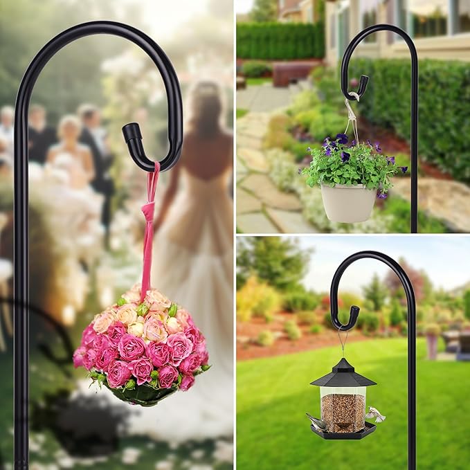 Shepherd-Hooks Adjustable for Bird-Feeder Lantern Plant-Hook Garden-Stake - Plant Stand Hanger for Outdoor Flower Basket, Bird Feeder Hanger Weddings Décor Ottsuls