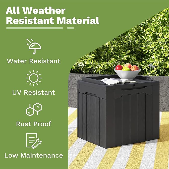 Patiowell 30 Gallon Resin Deck Box, Outdoor Storage Box for Patio Furniture, Deliveries, Pool Supplies,Waterproof and Lockable, Black Patiowell